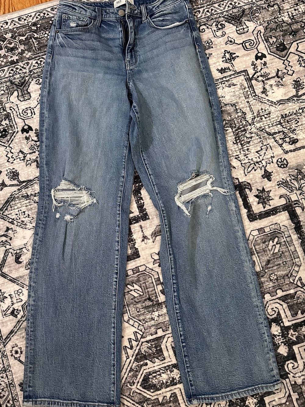 BKE Light Blue Distressed Wide-Leg Jeans